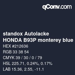 カラーコード: standox Autolacke - HONDA B93P monterey blue | qconv.com