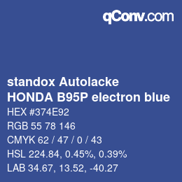 颜色代码: standox Autolacke - HONDA B95P electron blue | qconv.com