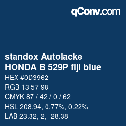 Farbcode: standox Autolacke - HONDA B 529P fiji blue | qconv.com