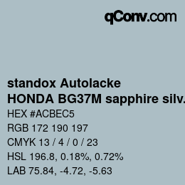 Color code: standox Autolacke - HONDA BG37M sapphire silver | qconv.com