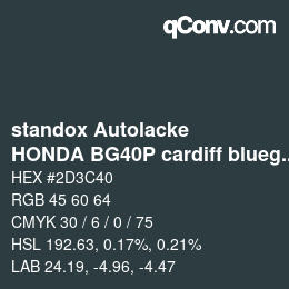 カラーコード: standox Autolacke - HONDA BG40P cardiff bluegreen | qconv.com