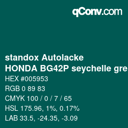 Color code: standox Autolacke - HONDA BG42P seychelle green | qconv.com