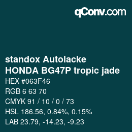 Color code: standox Autolacke - HONDA BG47P tropic jade | qconv.com