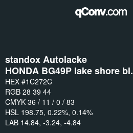 Farbcode: standox Autolacke - HONDA BG49P lake shore bluegreen | qconv.com