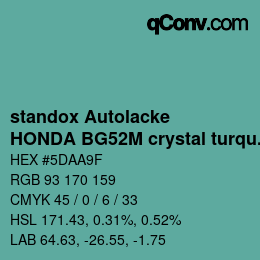 Farbcode: standox Autolacke - HONDA BG52M crystal turquoise | qconv.com