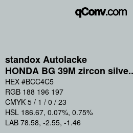カラーコード: standox Autolacke - HONDA BG 39M zircon silver | qconv.com