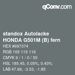 Code couleur: standox Autolacke - HONDA G501M (B) fern | qconv.com