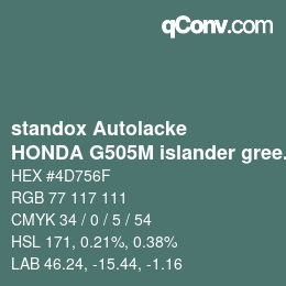 Color code: standox Autolacke - HONDA G505M islander green | qconv.com