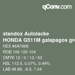 Code couleur: standox Autolacke - HONDA G511M galapagos green | qconv.com