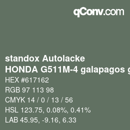 Color code: standox Autolacke - HONDA G511M-4 galapagos green OEM 2005 | qconv.com