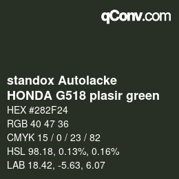 Color code: standox Autolacke - HONDA G518 plasir green | qconv.com