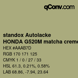 Farbcode: standox Autolacke - HONDA G520M matcha creme | qconv.com