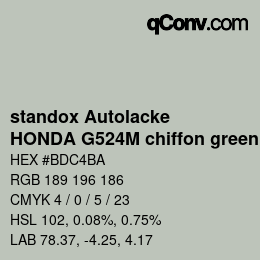 Code couleur: standox Autolacke - HONDA G524M chiffon green OEM 2006 | qconv.com