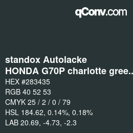 Código de color: standox Autolacke - HONDA G70P charlotte green | qconv.com