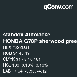 Código de color: standox Autolacke - HONDA G78P sherwood green | qconv.com