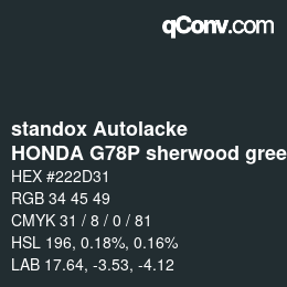 カラーコード: standox Autolacke - HONDA G78P sherwood green | qconv.com