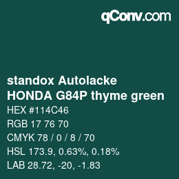Código de color: standox Autolacke - HONDA G84P thyme green | qconv.com