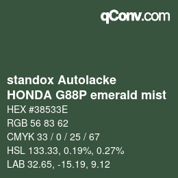 Code couleur: standox Autolacke - HONDA G88P emerald mist | qconv.com