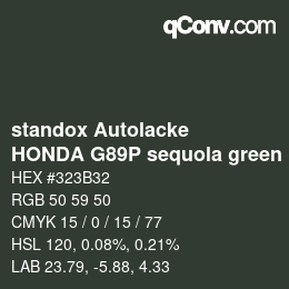 Code couleur: standox Autolacke - HONDA G89P sequola green | qconv.com