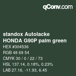 Color code: standox Autolacke - HONDA G90P palm green | qconv.com