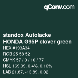Color code: standox Autolacke - HONDA G95P clover green | qconv.com
