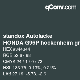 Código de color: standox Autolacke - HONDA G96P hockenheim green | qconv.com