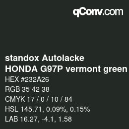 Color code: standox Autolacke - HONDA G97P vermont green | qconv.com