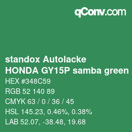 Color code: standox Autolacke - HONDA GY15P samba green | qconv.com