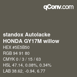 Color code: standox Autolacke - HONDA GY17M willow | qconv.com