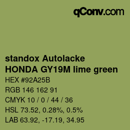 カラーコード: standox Autolacke - HONDA GY19M lime green | qconv.com