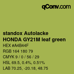 Code couleur: standox Autolacke - HONDA GY21M leaf green | qconv.com