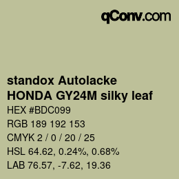 Color code: standox Autolacke - HONDA GY24M silky leaf | qconv.com