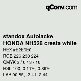 Código de color: standox Autolacke - HONDA NH528 cresta white | qconv.com