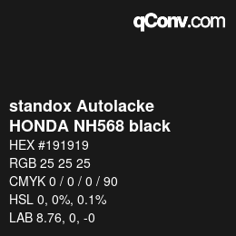 Farbcode: standox Autolacke - HONDA NH568 black | qconv.com