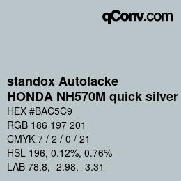 Código de color: standox Autolacke - HONDA NH570M quick silver | qconv.com