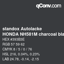 Código de color: standox Autolacke - HONDA NH581M charcoal black | qconv.com