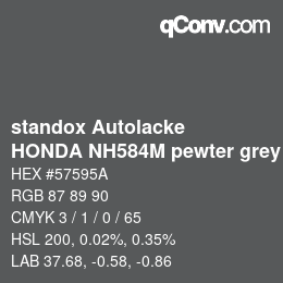 Code couleur: standox Autolacke - HONDA NH584M pewter grey | qconv.com