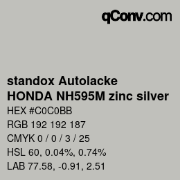 Color code: standox Autolacke - HONDA NH595M zinc silver | qconv.com
