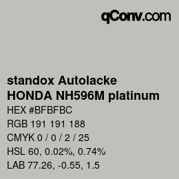 Color code: standox Autolacke - HONDA NH596M platinum | qconv.com