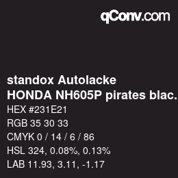 Farbcode: standox Autolacke - HONDA NH605P pirates black | qconv.com