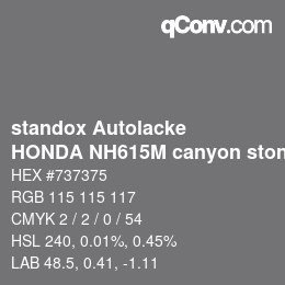 Farbcode: standox Autolacke - HONDA NH615M canyon stone silver | qconv.com