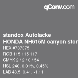 Código de color: standox Autolacke - HONDA NH615M canyon stone silver | qconv.com