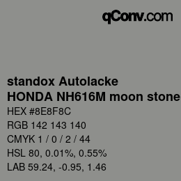 Color code: standox Autolacke - HONDA NH616M moon stone silver | qconv.com