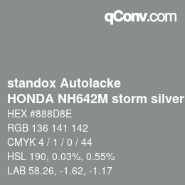 Code couleur: standox Autolacke - HONDA NH642M storm silver | qconv.com