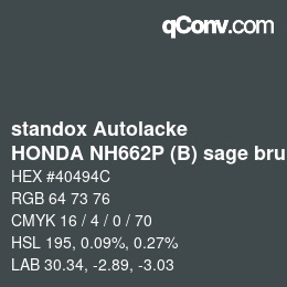 Farbcode: standox Autolacke - HONDA NH662P (B) sage brush OEM 2005 | qconv.com