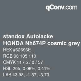 Código de color: standox Autolacke - HONDA Nh674P cosmic grey | qconv.com