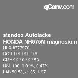 Color code: standox Autolacke - HONDA NH675M magnesium | qconv.com