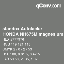 Código de color: standox Autolacke - HONDA NH675M magnesium | qconv.com