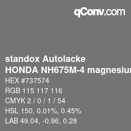 カラーコード: standox Autolacke - HONDA NH675M-4 magnesium silver OEM 2005 | qconv.com