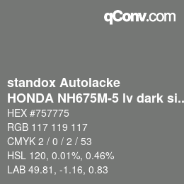 Farbcode: standox Autolacke - HONDA NH675M-5 lv dark silver OEM 2005 | qconv.com